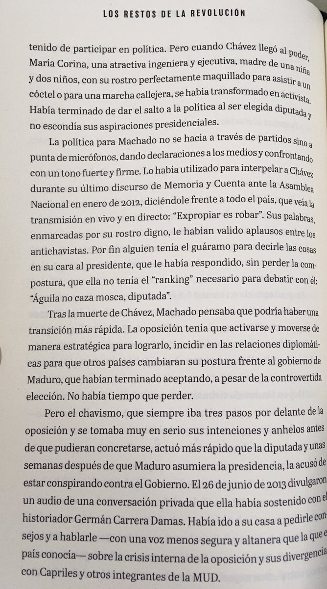 clobo_guerrero's tweet photo. La venezolana @MariaCorinaYA lleva años disputándose un lugar como líder política de oposición al chavismo. Por fin le llegó su gran momento. ¿Cuál es su talante? La retraté de esta manera en ‘Los restos de la revolución’. 👇 https://t.co/VpK0OQMjt9