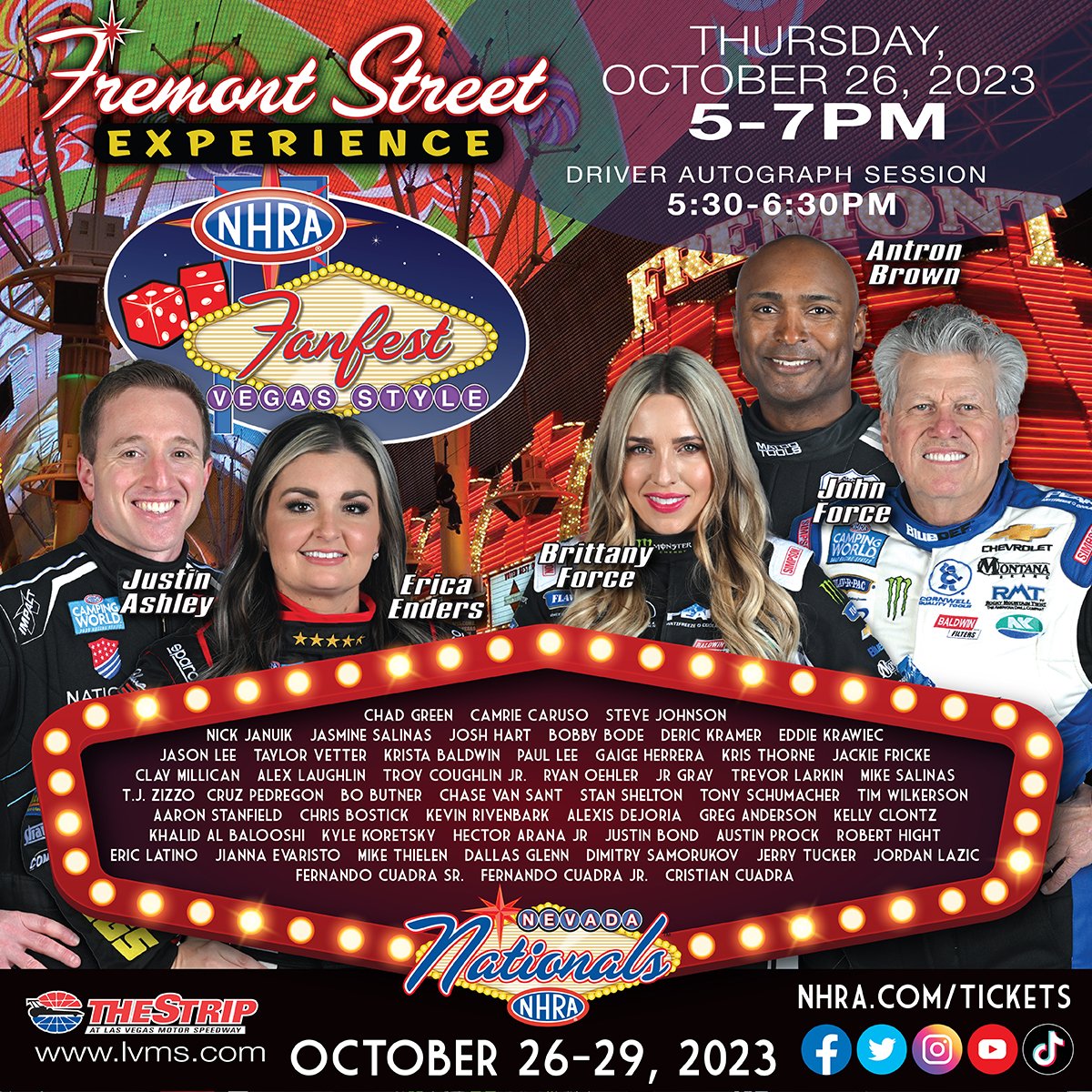 Don’t miss out on the <a href="/NHRA/">NHRA</a> Fanfest at the Fremont Street Experience today from 5-7 PM!