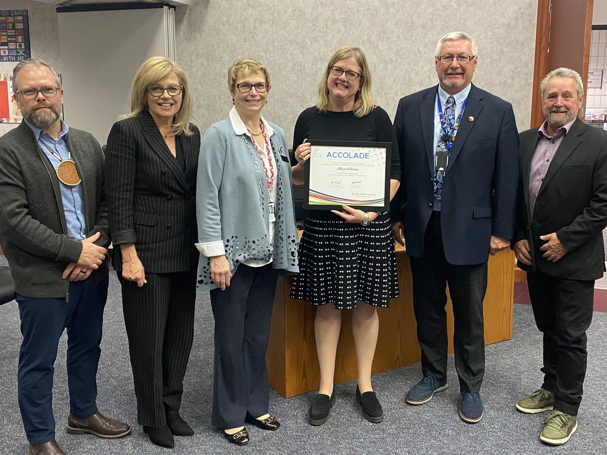 It was a pleasure this evening to honour and congratulate Alison Osborne, Principal <a href="/crgummow/">CR Gummow</a> with an Accolade in recognition of her election as President-Elect <a href="/OPCouncil/">Ontario Principals' Council</a> for 2023-24. A leader in KPR and across the province! <a href="/alisonosborne2/">Alison Osborne</a> #WeAreKPR