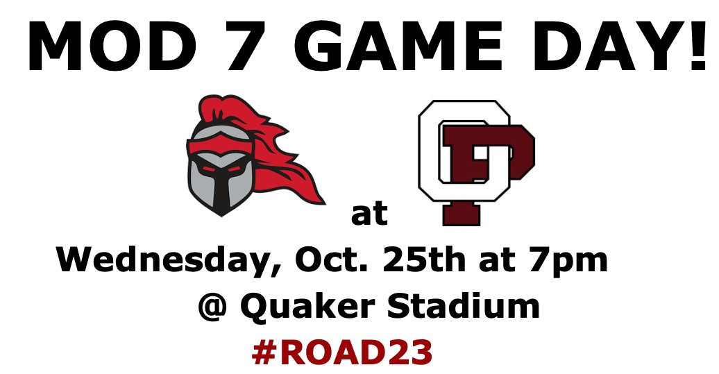 OPQuakersFB's tweet photo. Game #2 is MOD 7---Go Quakers❗️  #ROAD23 https://t.co/v1GLrFh7Nc