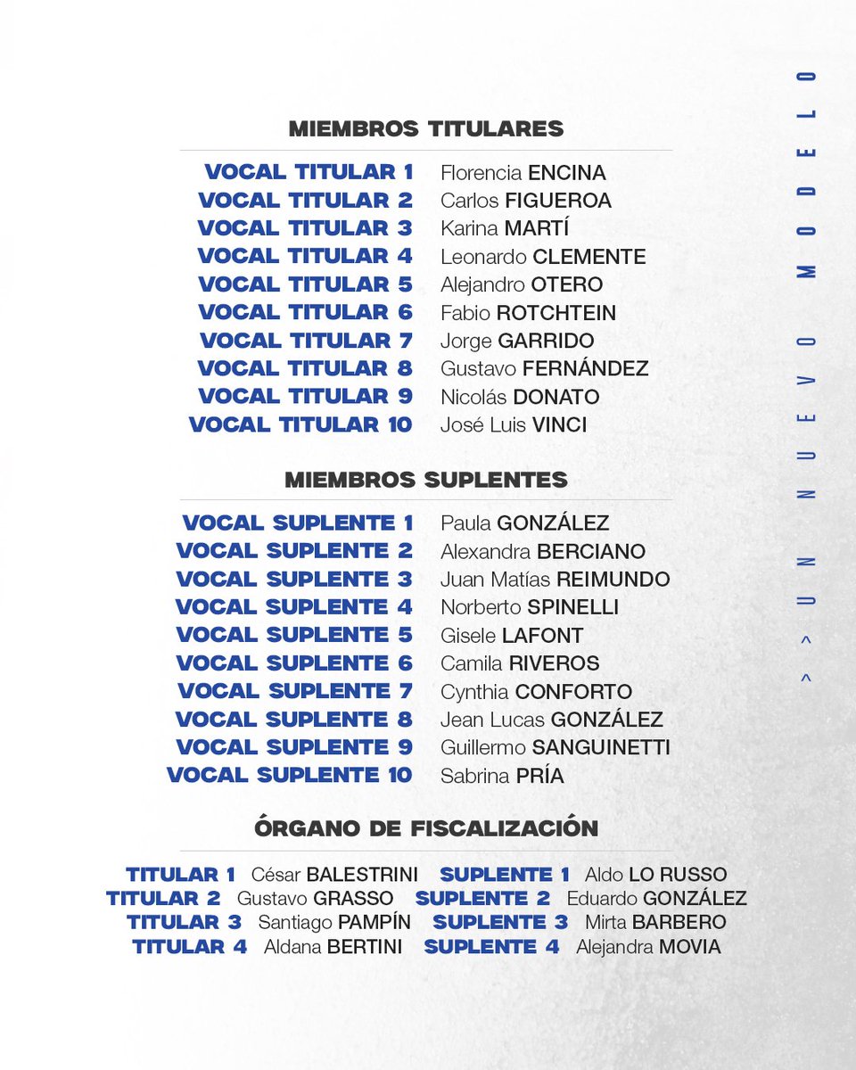 ✍🏻✅ Les presentamos los nombres que conducirán los destinos de #Vélez a partir de noviembre.

💙 1V es la única integración que posee la mezcla perfecta entre experiencia y juventud, conformada por personas idóneas en cada una de las áreas y con las condiciones necesarias para