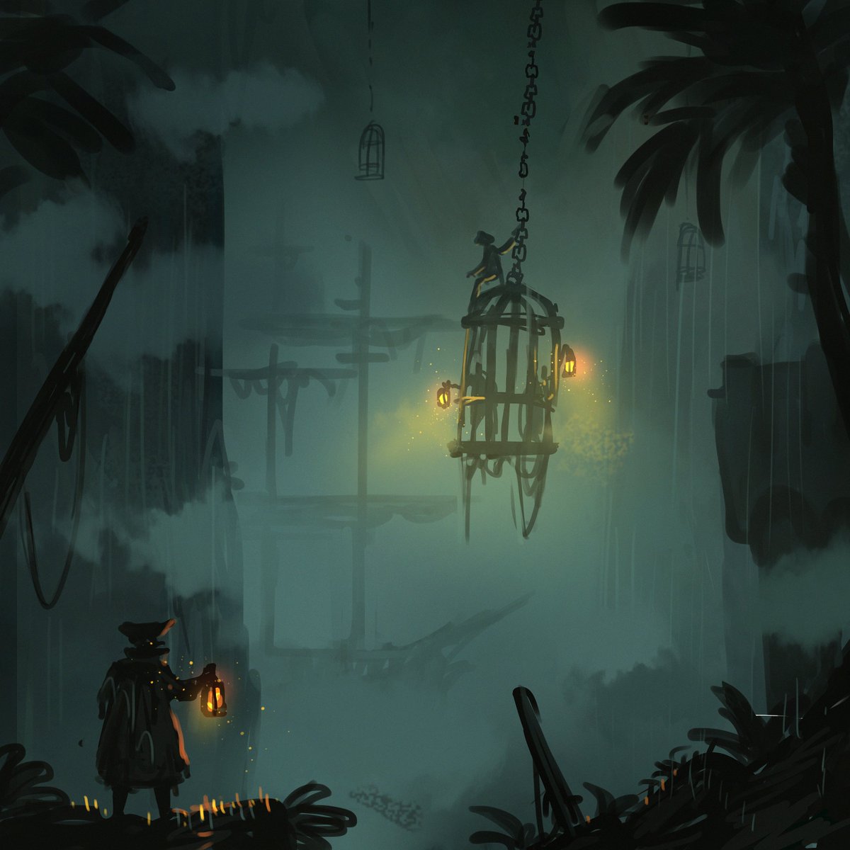 30 min spitpaint: Hanging Cages