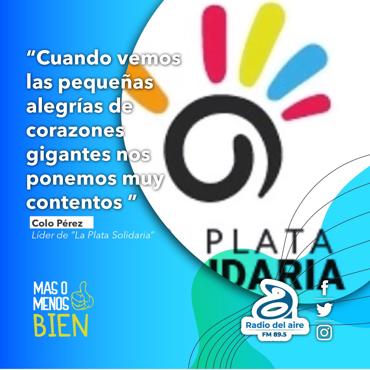 En #MásoMenosBien hablamos con Colo Pérez de la Plata Solidaria sobre una nueva iniciativa de la ong...

Escucha la nota completa en youtu.be/sTIdr17NCCg