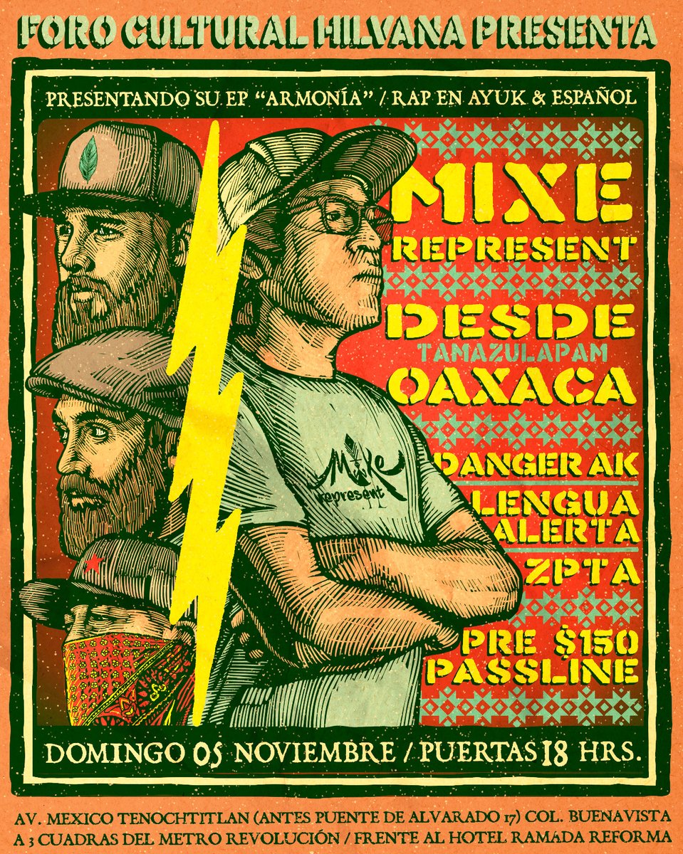patuchita32's tweet photo. Así los shows chuladas en donde los voy a ver?
5 Nov @MixeRepresent presenta su EP Armonía en @FCHilvana con @DangerAKOficial, @1Lengualerta, #ZptaMx y en las tornamesas #Aztek732
11 Nov Tenemos a @solpereyramusic con el cierre de su tour por México en el @MultiForo246 https://t.co/kMDVPMWyx5
