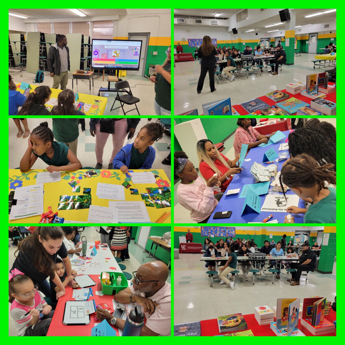 That's a wrap for Family Literacy Night with partners @HoustonAreaUL! Families learned about supporting literacy at home, kids got 4 free @Scholastic books, visited the book Fair, and everyone took home @FrenchysChicken meals!