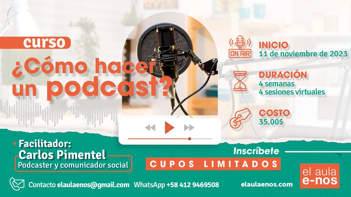 ¿Quieres compartir ideas y pasiones a través de un podcast, pero no sabes cómo empezar?

Aprende con @carlitostelling las técnicas básicas para crear un producto que refleje tus intereses y enganche a las audiencias.  

¡Empezamos el #11Nov!  

buff.ly/3FsrRTQ