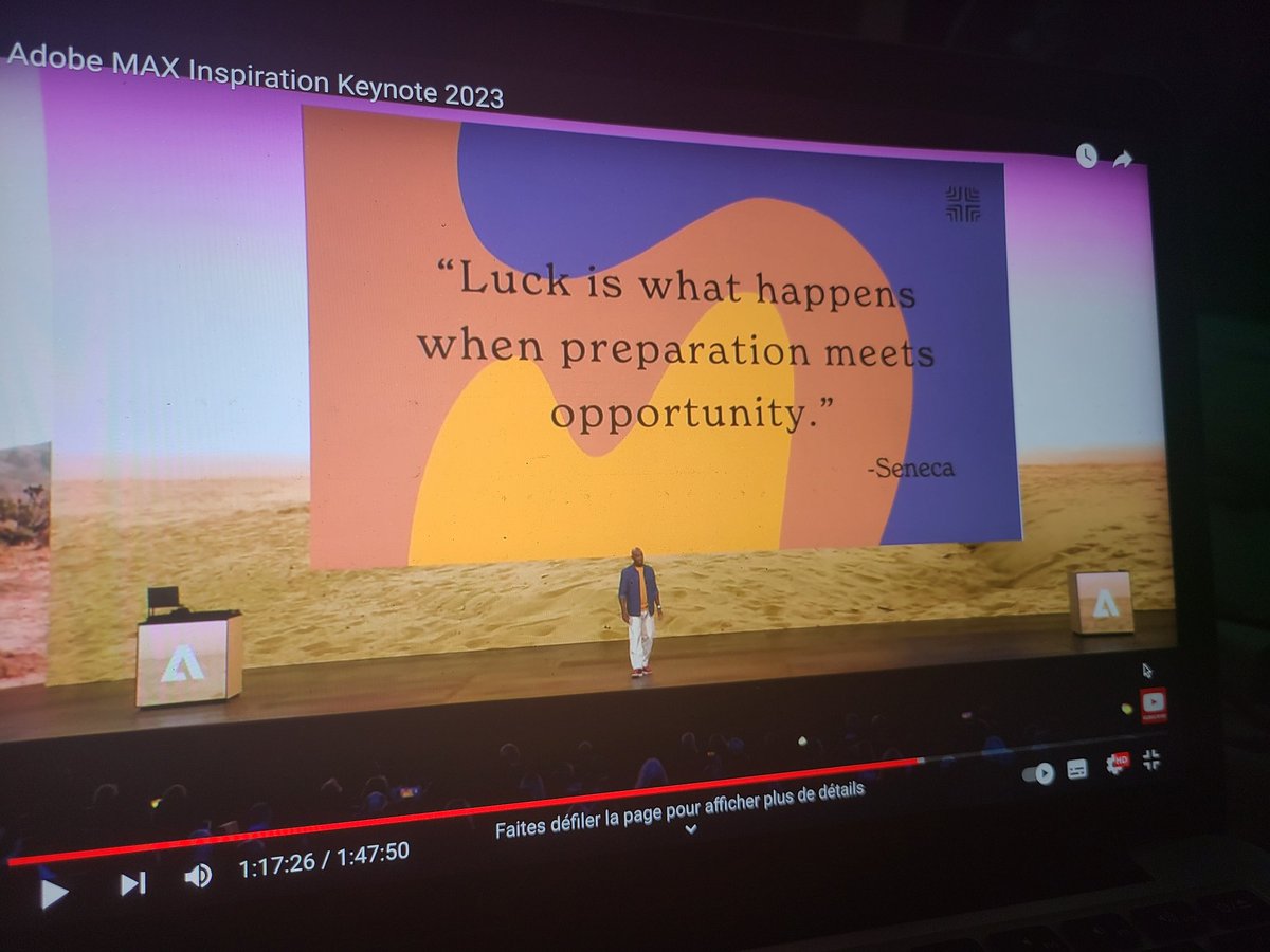 The inspiring story of Walker Noble at #AdobeMAX reminded me of the importance of being ready to seize every opportunity that comes my way. Preparation paves the way for wonderful encounters with destiny. #SeizingOpportunities @adobe