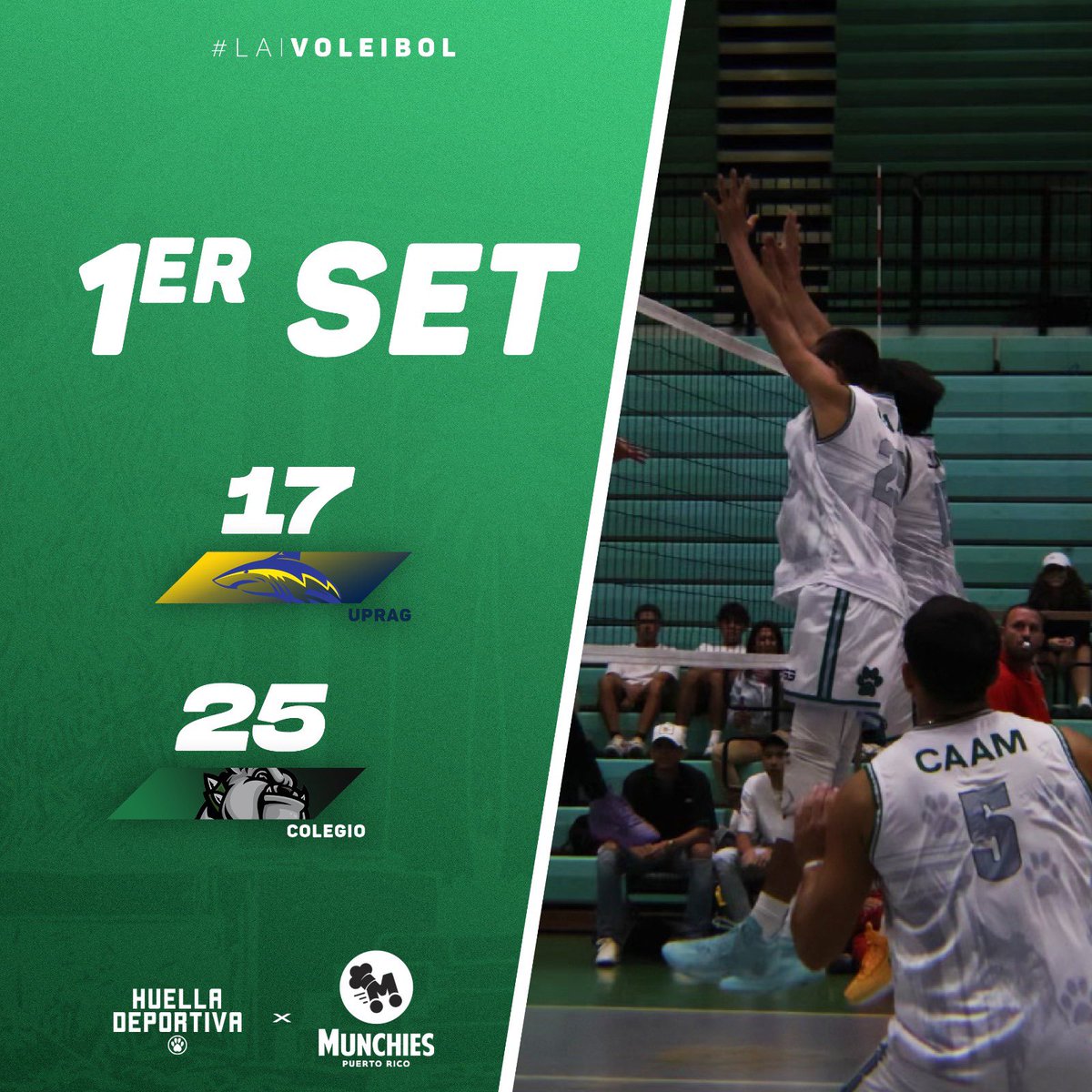 DeportivaHuella's tweet photo. ¡El ☝🏽 es nuestro!

Los Tarzanes de la @uprm se llevan el primer set ante los Tiburones de la @UPRAGOFICIAL en el #LAIVoleibol🏐. https://t.co/XqGnoot9ln