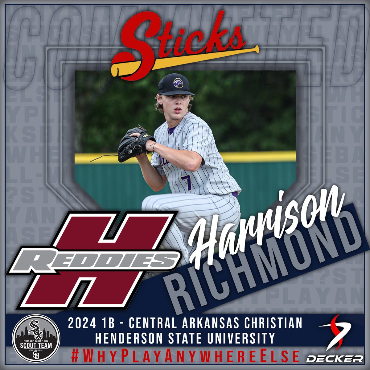 Harrison7Richmo's tweet photo. I am blessed to announce that I will be continuing my athletic and academic career at Henderson State University! I want to thank God, my family, and coaches who have helped me along the way. @ReddieBaseball 
@A_Hall01 @CACBaseball @codyhooten @Brewsterc29 @EvanHamm https://t.co/WzzyDR7q8f