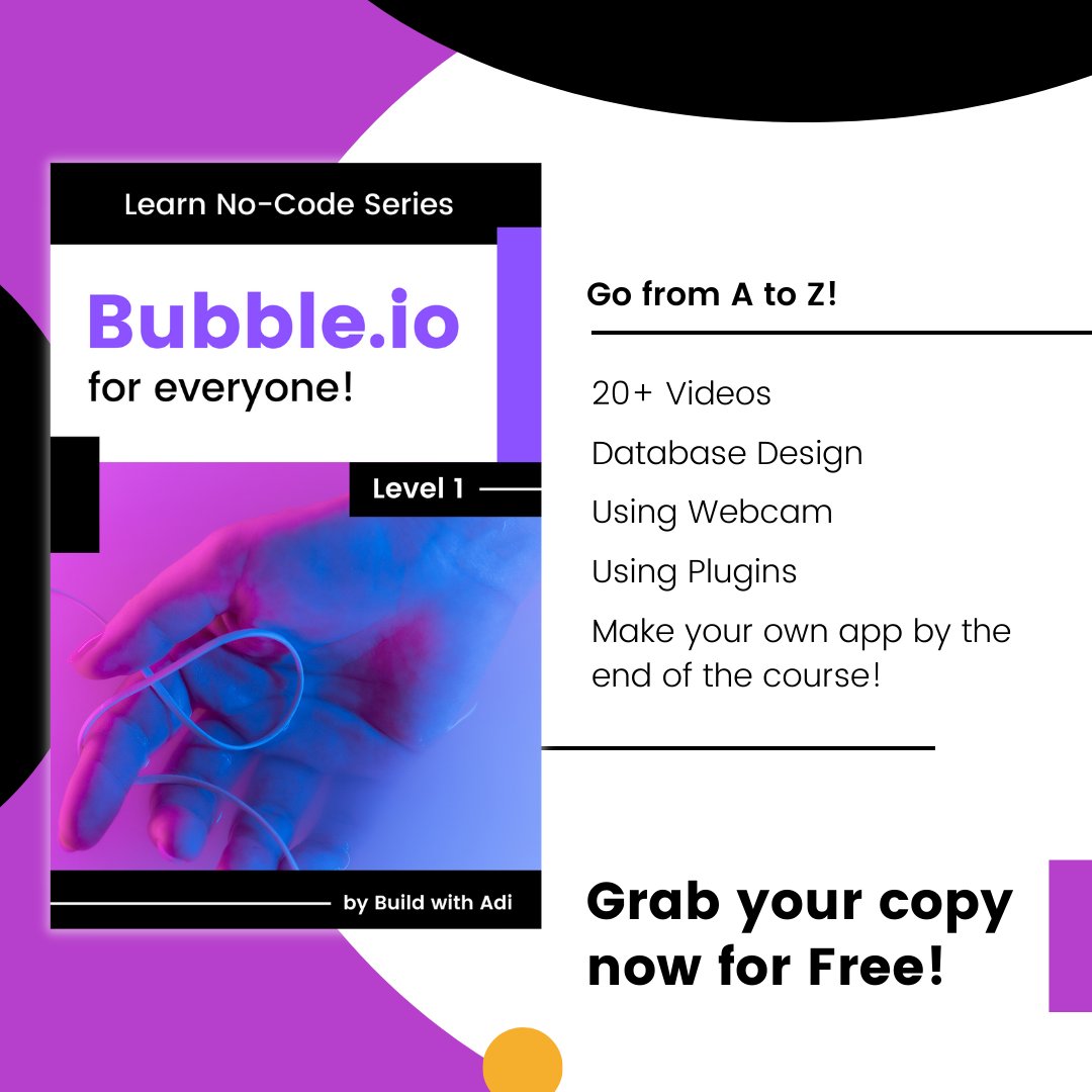 No Code is booming!

I have created this mini resource to learn <a href="/bubble/">Bubble</a> in no time!

Making it free for the next 24 hours (again!)

To get your copy:
1. Comment "bubble"
2. Like and Retweet

Follow to get the copy in your DM.