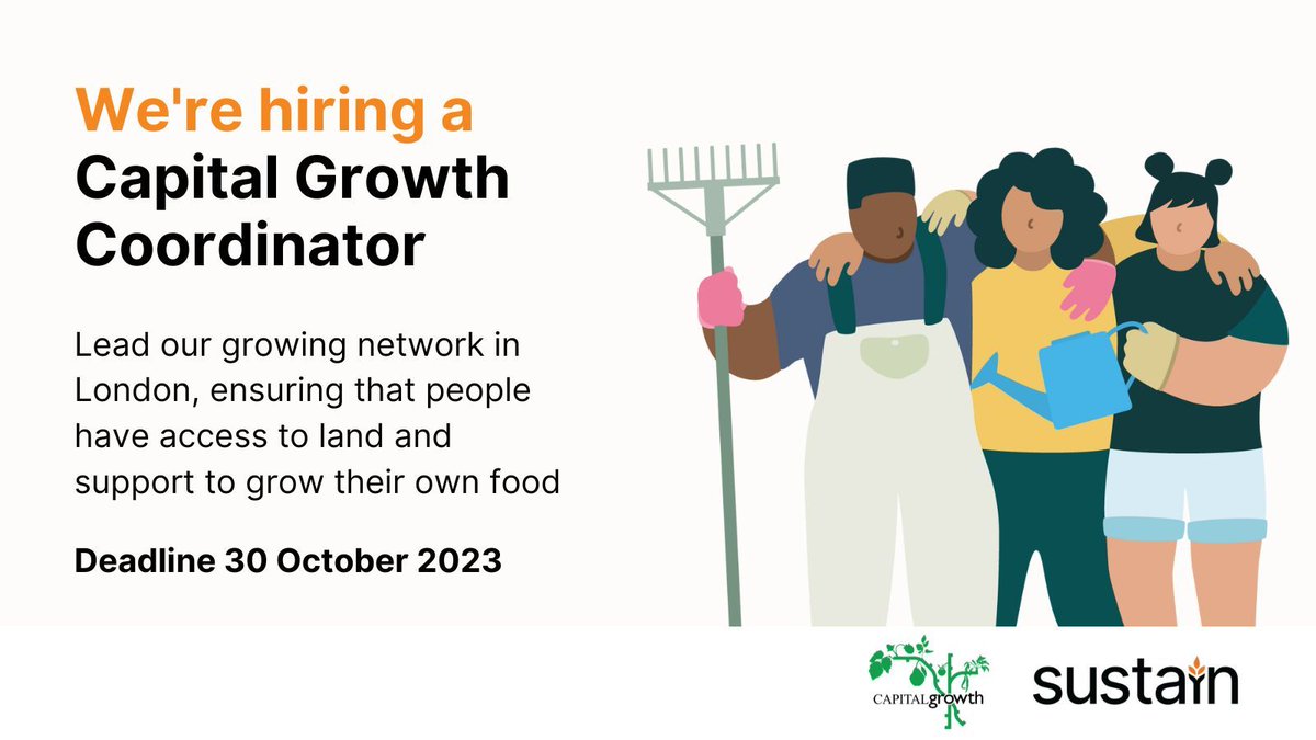 Deadline 30 October! Could you be the next @Capital_Growth Coordinator? 🍎 Oversee delivery of well-established programme of work aiming to secure nature & climate friendly gardens for all Londoners. buff.ly/3RO3JlP @RootsToWork #foodgrowing #greenjobs #londonjobs