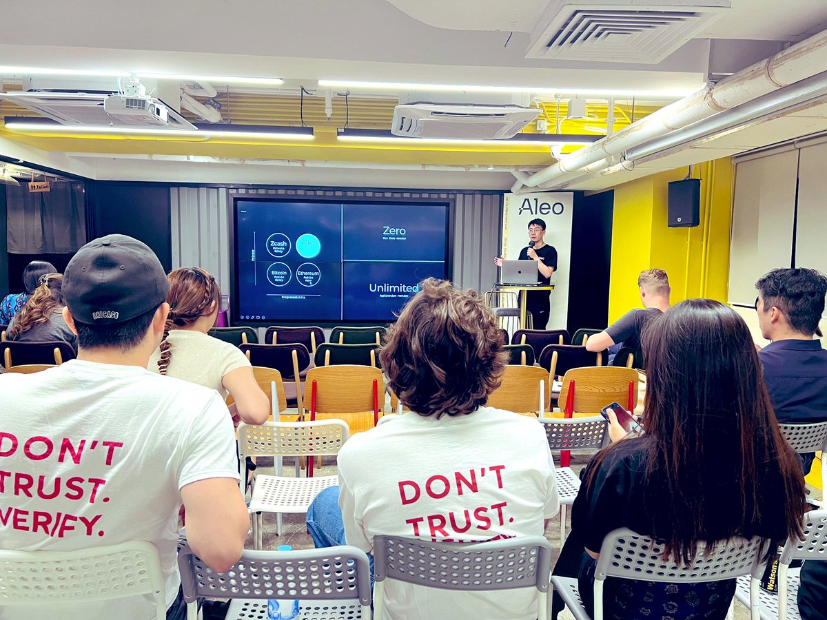 🤩Our core dev &amp; co-founder, Cedric, has captivated the audience at #BUIDLHK🇭🇰with his presentation on “Learning Leo &amp; Deploying on #Aleo”! We are always thrilled to share this knowledge with our amazing community.💫
