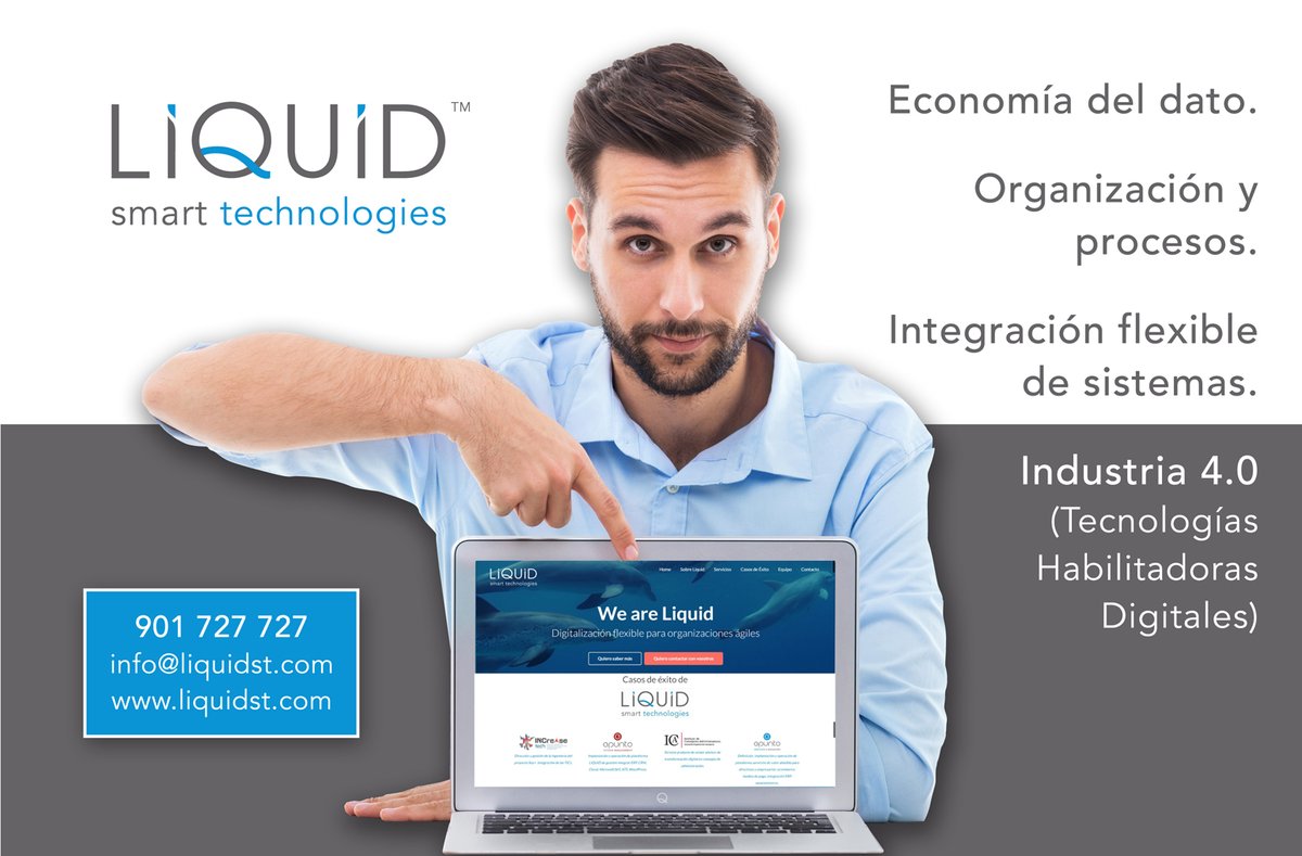 LiquidSomos's tweet photo. #Digitalización flexible para organizaciones ágiles. Todas las soluciones para la #TransformaciónDigital. Capacidad de #innovación y experiencia en dirección ejecutiva.
¡CONTACTA! info@liquidist.com / 901 727 727
https://t.co/611amvODHE https://t.co/PY11MgTlnH
