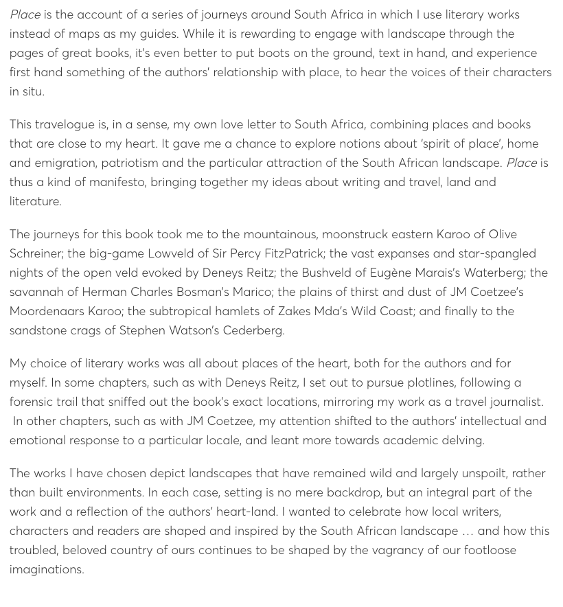 JustinFoxAfrica's tweet photo. OXFORD: 'Place' is Book of the Week in Rhodes Scholars Connect.
#Place #TravelSouthAfrica #SouthAfricanAuthors #BookLoversSA #ExploreSA #LocalAuthors #TravelWriting #BookTwitter #MustReadSA #TravelandRead #amwriting
Buy PLACE: https://t.co/6OWou7BK8u
@PenguinBooksSA @Umuzites https://t.co/vU1KqQGrot