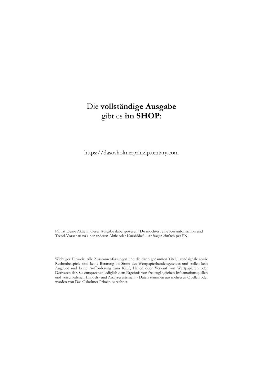 Indextrader_net's tweet photo. Gesammelte Informationen zu einer ausgewählten AKTIE. - Ausgabe: jeden Mittwoch.

In dieser Ausgabe - Nr. 43: 
Aktie mit einem Tages-Kursanstieg von +26,39 %

Zusammenfassung mit "TRENDVORSCHAU" im SHOP: 
https://t.co/RgckolbNLU

#Aktien #Dividenden #DasOsholmerPrinzip https://t.co/cqQg76cxKa