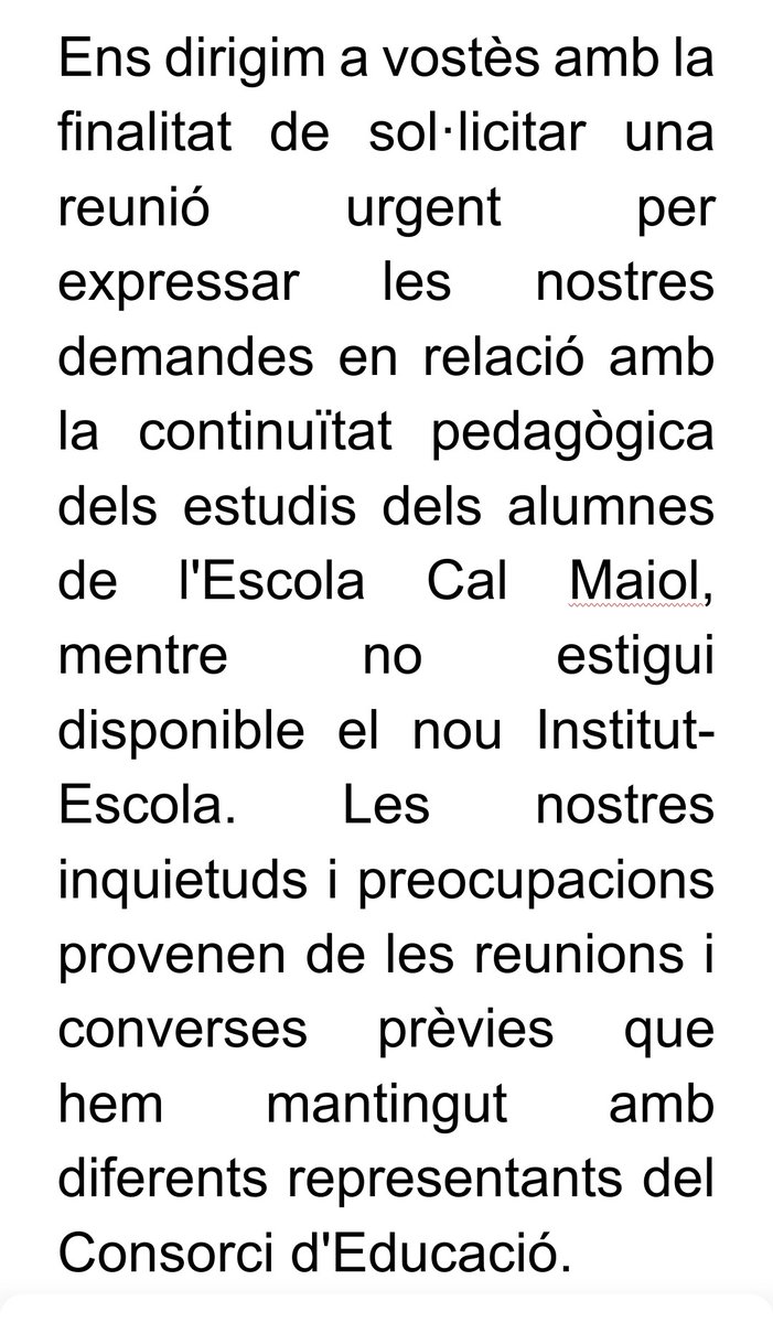 Els alumnes de 5è i 6è de <a href="/CalMaiol/">Escola Cal Maiol</a> ens sentim desprotegits i menystinguts per la falta de compromís del Consorci, Educació i el Districte. Necessitem resoldre amb justícia i IMMEDIATAMENT les adscripcions per als alumnes que encara no podran anar al nou institut-escola. #sants