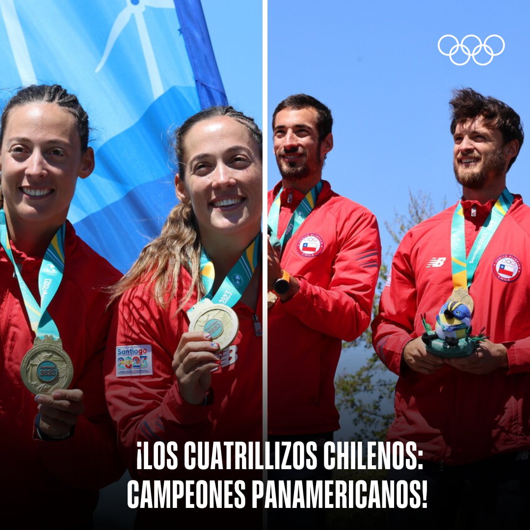 ¡LOS CUATRILLIZOS PODEROSOS! 🚣‍♀️ 🚣‍♀️ 🚣‍♂️ 🚣‍♂️ 

Melita, Antonia, Ignacio y Alfredo son cuatrillizos chilenos y hoy TODOS ganaron oro en el remo de #Santiago2023. 🥇 🥇 🥇 🥇 

#RoadToParis2024 l <a href="/TeamChile_COCH/">Team Chile</a>