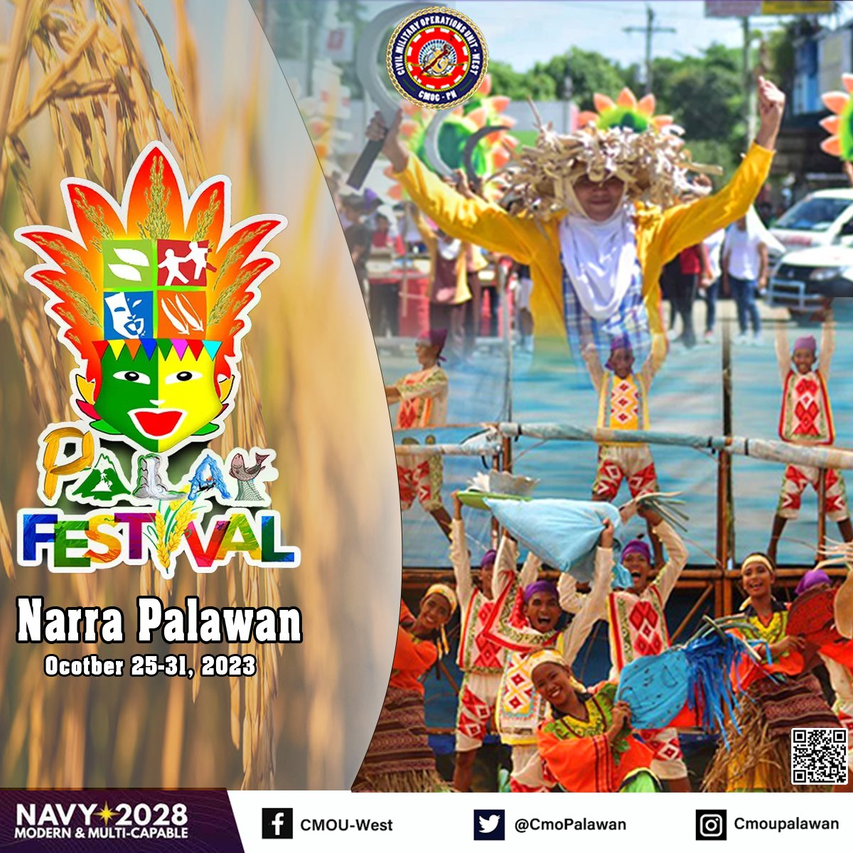 The Civil Military Operations Unit-West Joins in the celebrations of Palay Festival of Narra, Palawan.

#ModernandMultiCapablePHNavy
#DefendersoftheWesternFrontier
#AFPyoucanTRUST
#cmouwest
#palayfestivalofnarra