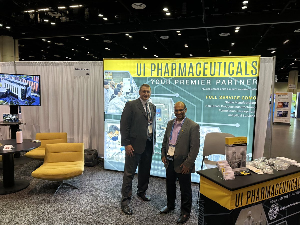 Check out University of Iowa Pharmaceuticals at Booth 2743 at the American Association of Pharmaceutical Scientists (AAPS) | <a href="/aapscomms/">American Association of Pharmaceutical Scientists</a> annual meeting to learn more about their sterile and non-sterile clinical supply manufacturing and testing services. <a href="/UIPharmacy/">UIPharmacy</a>