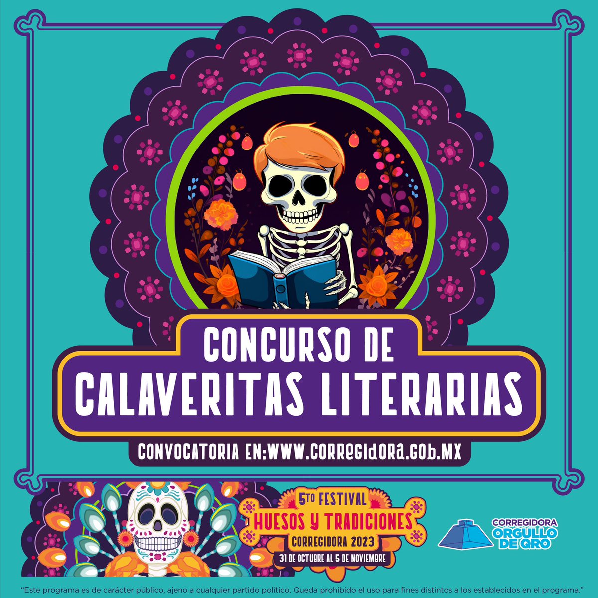 RobertSosaP's tweet photo. Les recordamos que ya casi es la fecha límite para que manden su calaverita literaria al correo turismo@corregidora.gob.mx , contamos con dos categorías y premios para los primeros lugares, encontrarán las bases en: https://t.co/RxynUql3bA ¡Participen mandando su calaverita! #Corregidora #OrgulloDeQro