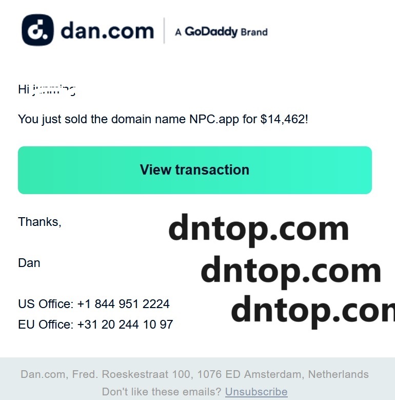 James Huang (@amazingdns) on Twitter photo Sold!
Another 5-figure sale from an app domain via dan <a href="/Undeveloped/">Dan.com - a GoDaddy brand</a> .
Thanks to Mr. Green of <a href="/Undeveloped/">Dan.com - a GoDaddy brand</a> <a href="/GoDaddy/">GoDaddy</a> for brokering the deal. #domain #domainsforsale Sold!
Another 5-figure sale from an app domain via dan <a href="/Undeveloped/">Dan.com - a GoDaddy brand</a> .
Thanks to Mr. Green of <a href="/Undeveloped/">Dan.com - a GoDaddy brand</a> <a href="/GoDaddy/">GoDaddy</a> for brokering the deal. #domain #domainsforsale