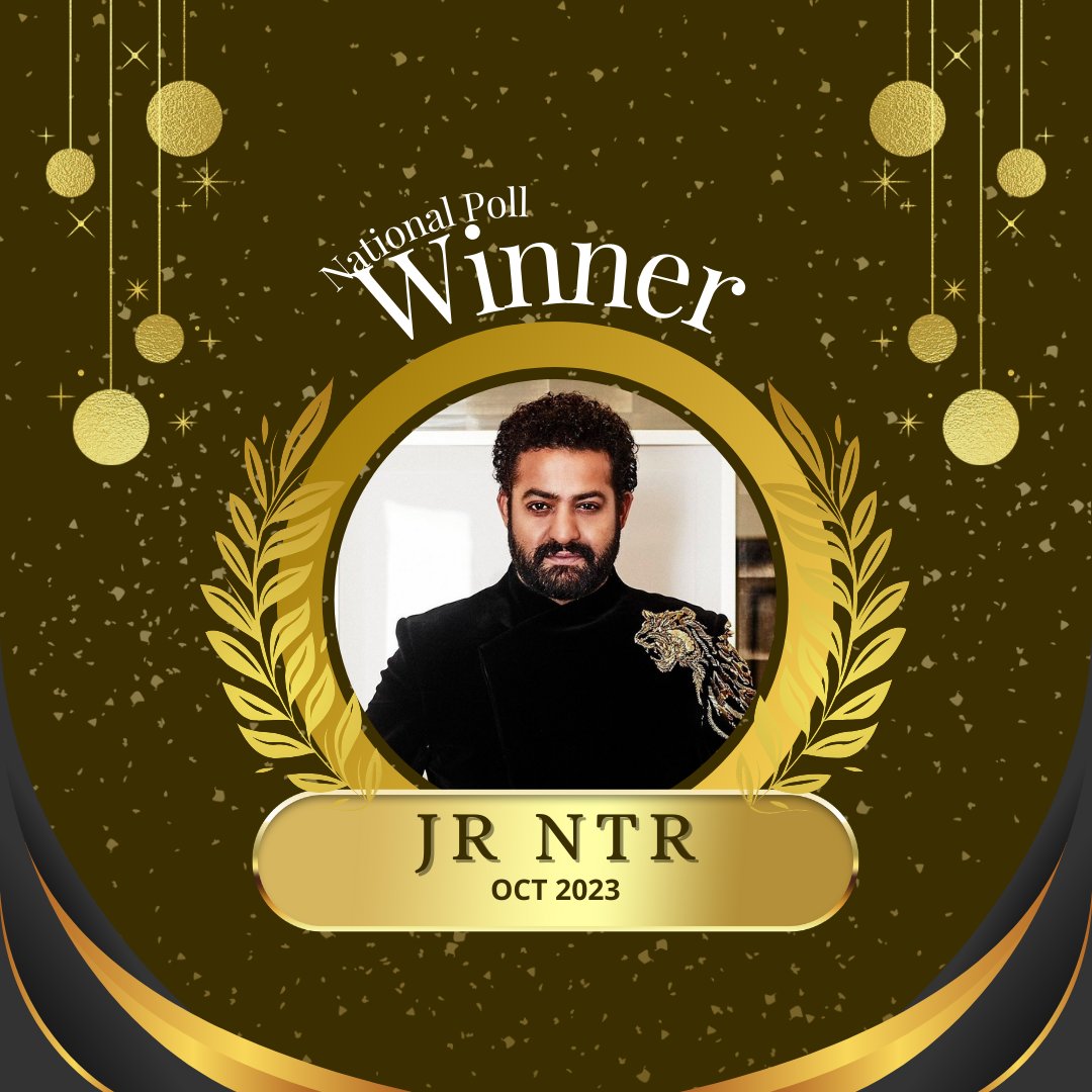 Congratulations to @tarak9999, the Global Star, on winning the National Poll 🏆🔥🌟 He is undoubtedly the actor with the largest fanbase in India! ✅ The enthusiasm of Tarak's fans is truly remarkable. Never giving up! Thanks to @TOIMovies_ #Devara #ManOfMassesNTR 🥁🏆🏆🔥