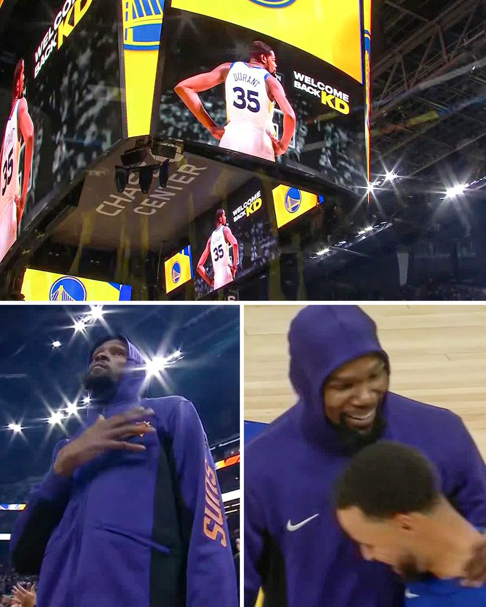 ESPNNBA's tweet photo. The Warriors honored KD with a tribute video ahead of Suns-Warriors 👏 https://t.co/58g4s3a6BG