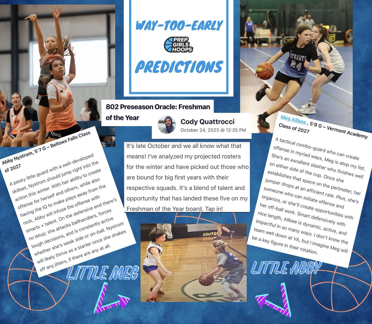Meg Allbee (@megallbee22) on Twitter photo Thank you @CQHoopsVT and <a href="/PGHNewEngland/">Prep Girls Hoops New England</a> for the write up! Soooo excited to get started <a href="/VA_GVB/">Vermont Academy Girls' Varsity Basketball</a>!
Wanted to ๐๐ผ๐๐ผ๐๐ผ to
<a href="/abby530nyse/">Abby</a>, she will rock her freshman season! (We were so little! 5th grade in pic)
Also ๐๐ผto <a href="/Adavis25_/">Anya Davis</a> my <a href="/LWAVT/">Lone Wolf Athletics</a> teammate. Iโve got my ๐โs on you too! Thank you @CQHoopsVT and <a href="/PGHNewEngland/">Prep Girls Hoops New England</a> for the write up! Soooo excited to get started <a href="/VA_GVB/">Vermont Academy Girls' Varsity Basketball</a>!
Wanted to ๐๐ผ๐๐ผ๐๐ผ to
<a href="/abby530nyse/">Abby</a>, she will rock her freshman season! (We were so little! 5th grade in pic)
Also ๐๐ผto <a href="/Adavis25_/">Anya Davis</a> my <a href="/LWAVT/">Lone Wolf Athletics</a> teammate. Iโve got my ๐โs on you too!