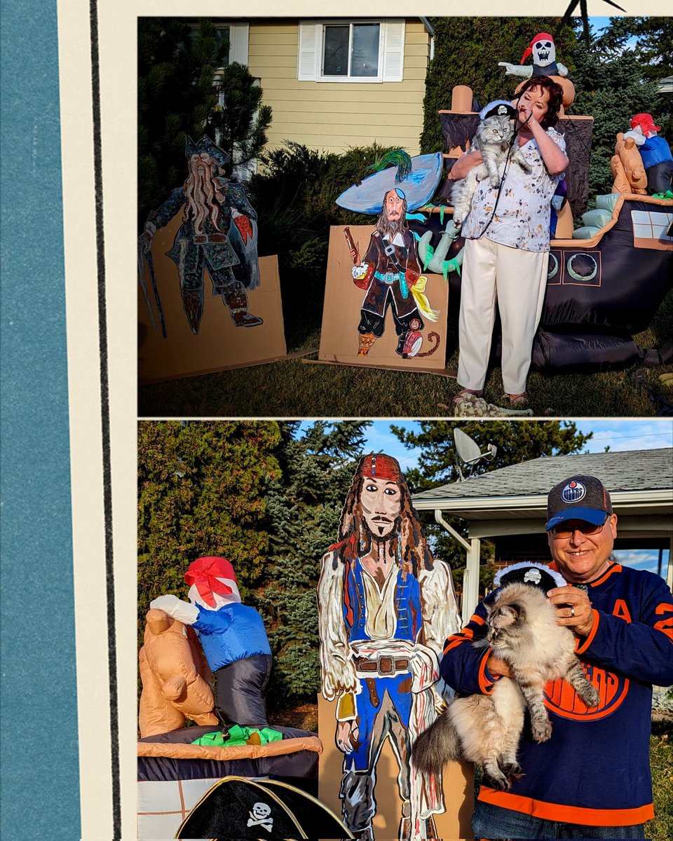 ChickCrazy41290's tweet photo. @weathernetwork @TimHortons @tracygregorash @JBMEquiFarms @EdiethePug #scareyourweather Pirates 🦜 of the Caribbean! #DevonAlberta. Hand-painted cardboard cutouts. It took 3 days and I even missed 'Barnacle Day' at University. https://t.co/Jsi8tebhvQ