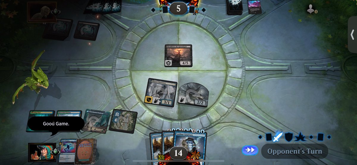 LeroyHayabusa's tweet photo. The only good T1 Thoughtseize! Also, nice to finally say FU to mono black for the rest of this game! #Explorer #MtGArena #mtg #mtga #magicthegathering #Magic #SimicFlash https://t.co/z1SgIb5PUh