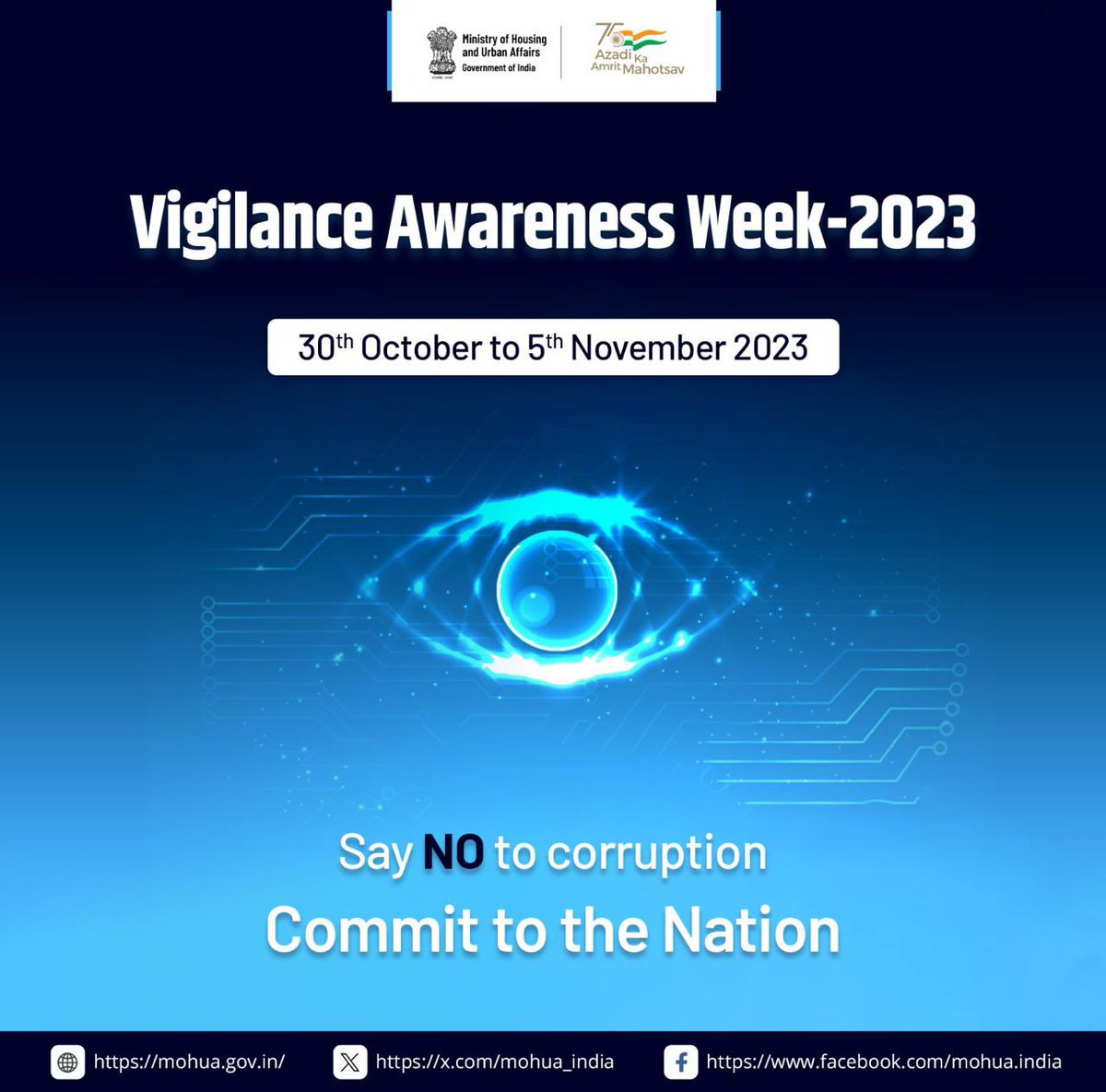 MoHUA_India's tweet photo. A Vigilance Awareness Campaign 2023 Initiative.
#MoHUA is observing #VigilanceAwarenessWeek2023. Let's come together and make a committed effort to bring more transparency. Take the integrity pledge by visiting - https://t.co/IsPWsdDp1g
#ComplainWithoutFear #PIDPI https://t.co/eesTNSEO7D