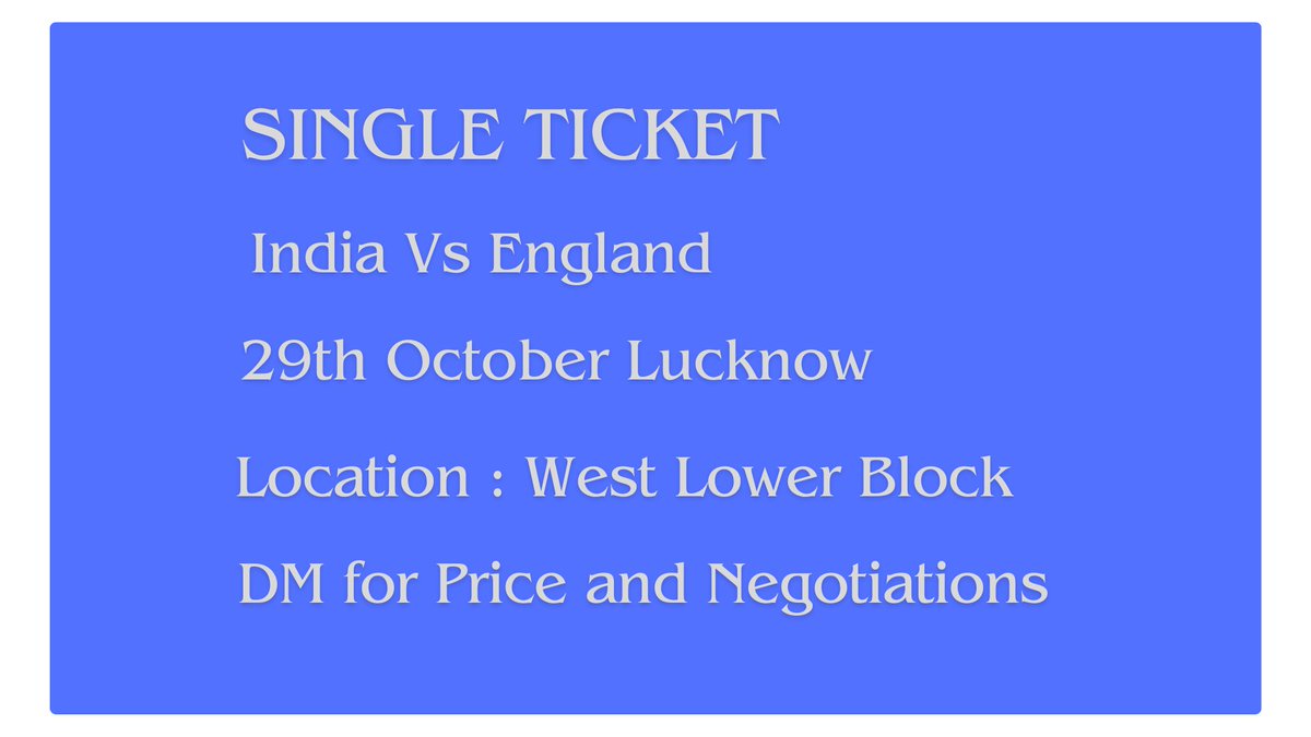 RKPATRIOT's tweet photo. #CricketWorldCup2023 #indiavsengland #INDvsENG #ICCCricketWorldCup23 #CWC2023 #CWC23 #BookMyShow #worldcuptickets
ICC World Cup  India vs England  1 ticket available  Dm if Interested Available in Delhi or Lucknow (before start of the match)for ready pickup. https://t.co/F1xdrClibl