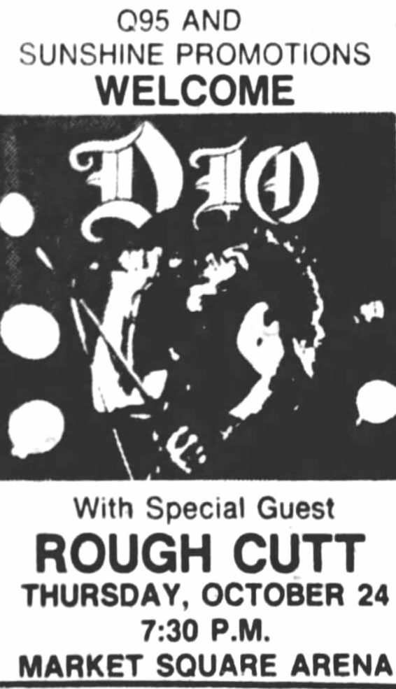 October 24, 1985:
#Dio and special guests #RoughCutt played Market Square Arena in Indianapolis, Indiana.