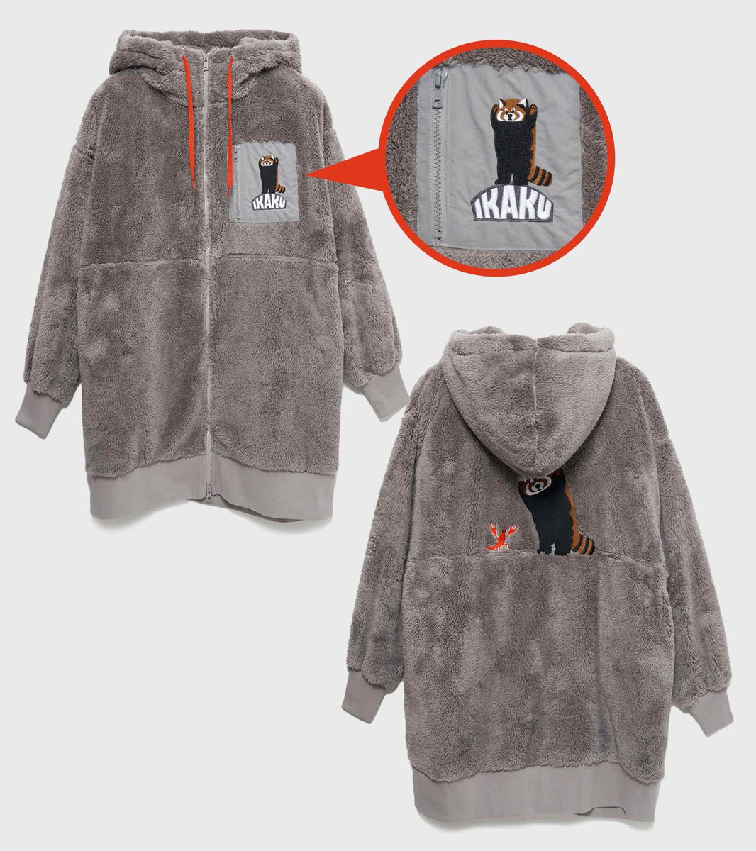 レッサーパンダとザリガニがコンビで威嚇🐻🦞 胸ポケットの刺繍にも