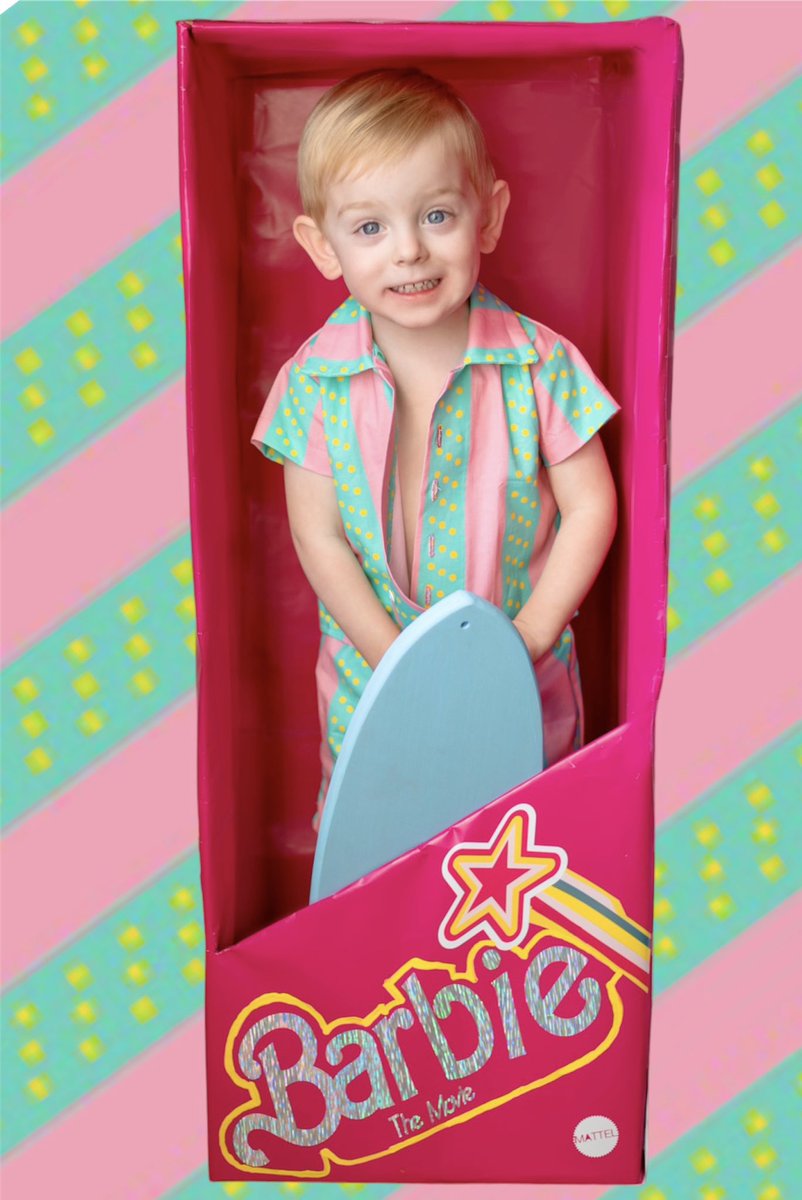 LBSmileyGirl's tweet photo. @RyanGosling My 2 year old Ken wants to challenge you to a beach off!  #Kenough #BarbieMovie https://t.co/R0qSVVspPG