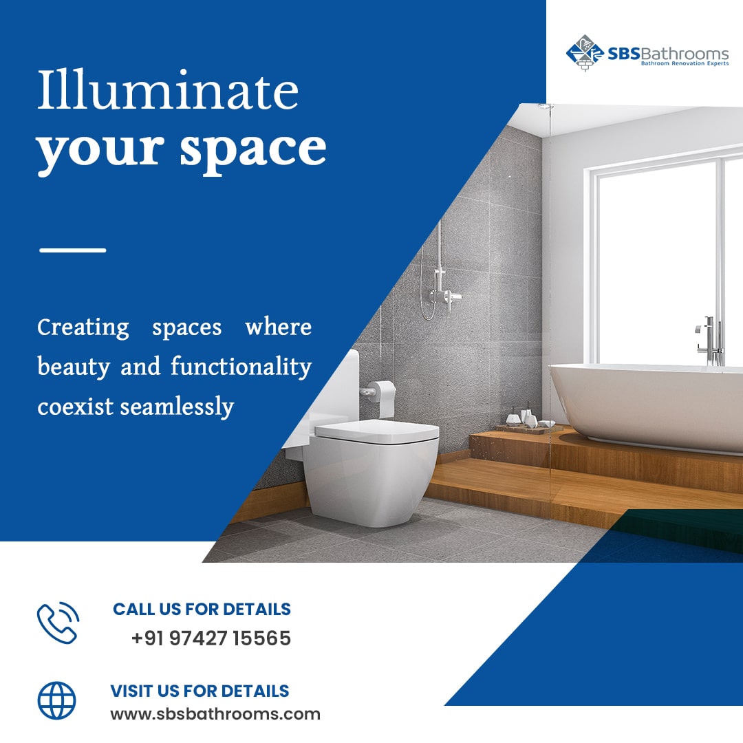 Illuminate your space with SBS's elegant lighting solutions. Create a bathroom that shines day
and night. #IlluminateSpaces #BathroomLighting
👉 sbsbathrooms.com
👉 +91 97427 15565