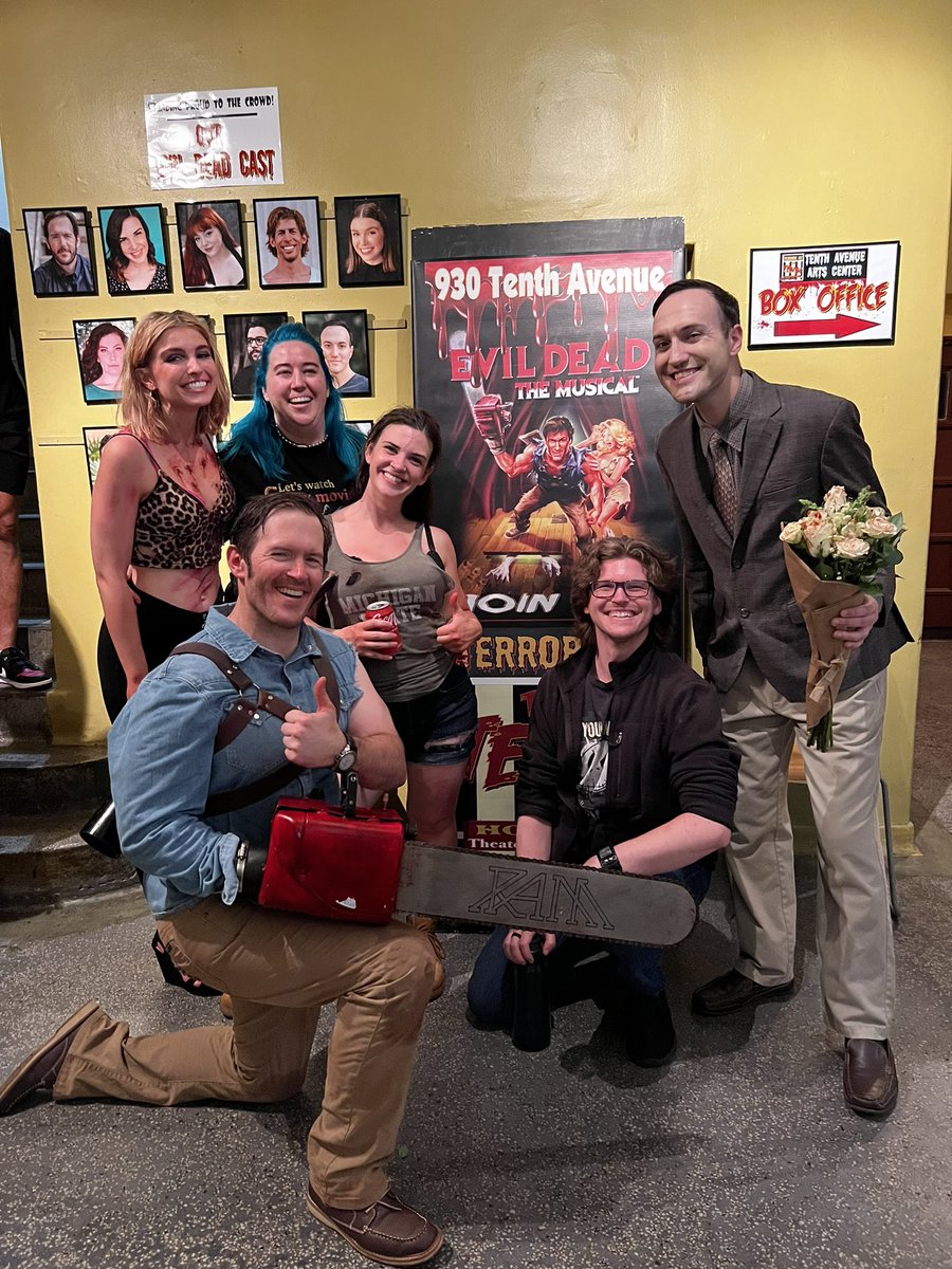 joshclickvo's tweet photo. Seeing some friends in Evil Dead! Narrowly avoided the splash zone! Fantastic job all around and so much fun!🩸💀🧟♂️🎼 #evildeadsd https://t.co/L3lW9V0Cz1