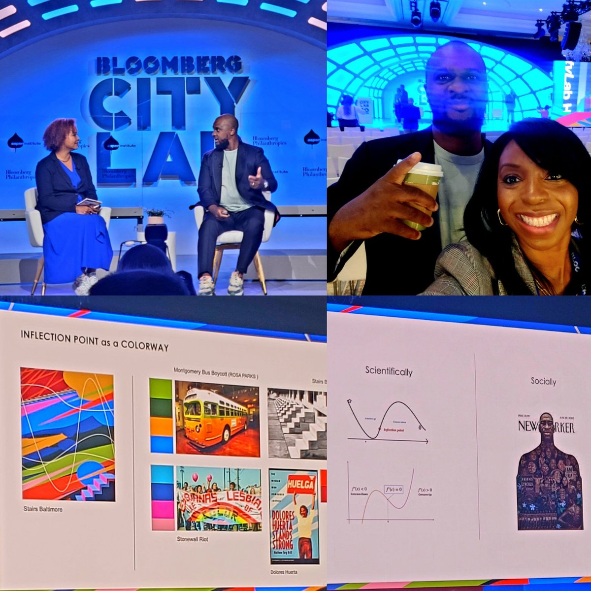 RVHaynes's tweet image. "Public art is the visual representation of the Inflection Point happening in cities." 
- DC artist Brandon Hill 

The conference design wasn't just a backdrop, it was a visual narrative of movements throughout time, like Hip Hop. #citylab