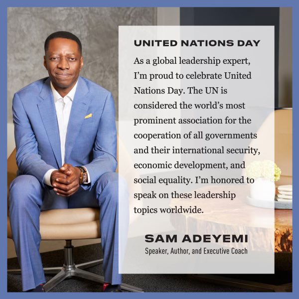 More than ever before, our world is in need of good leadership. The United Nations Day presents a good opportunity to reflect on our collective leadership.
#unitednationsday 
#unitednations 
#leadership