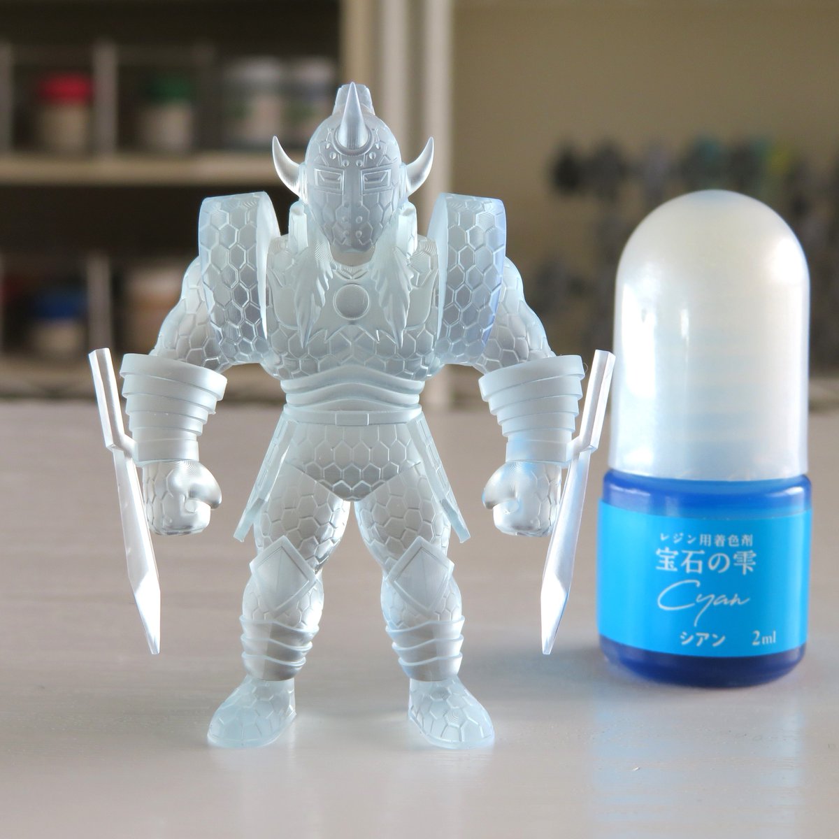 coziblack's tweet photo. 悪魔将軍ダイヤモンドパワー続き。

クリアレジンに着色剤を混ぜて出力してみました。
出力しないと実際の色がわからなくてドキドキだけど楽しいね😁

＃キン肉マン ＃悪魔将軍 ＃3Ｄプリンター ＃RESIONE https://t.co/4PSgpESTXI