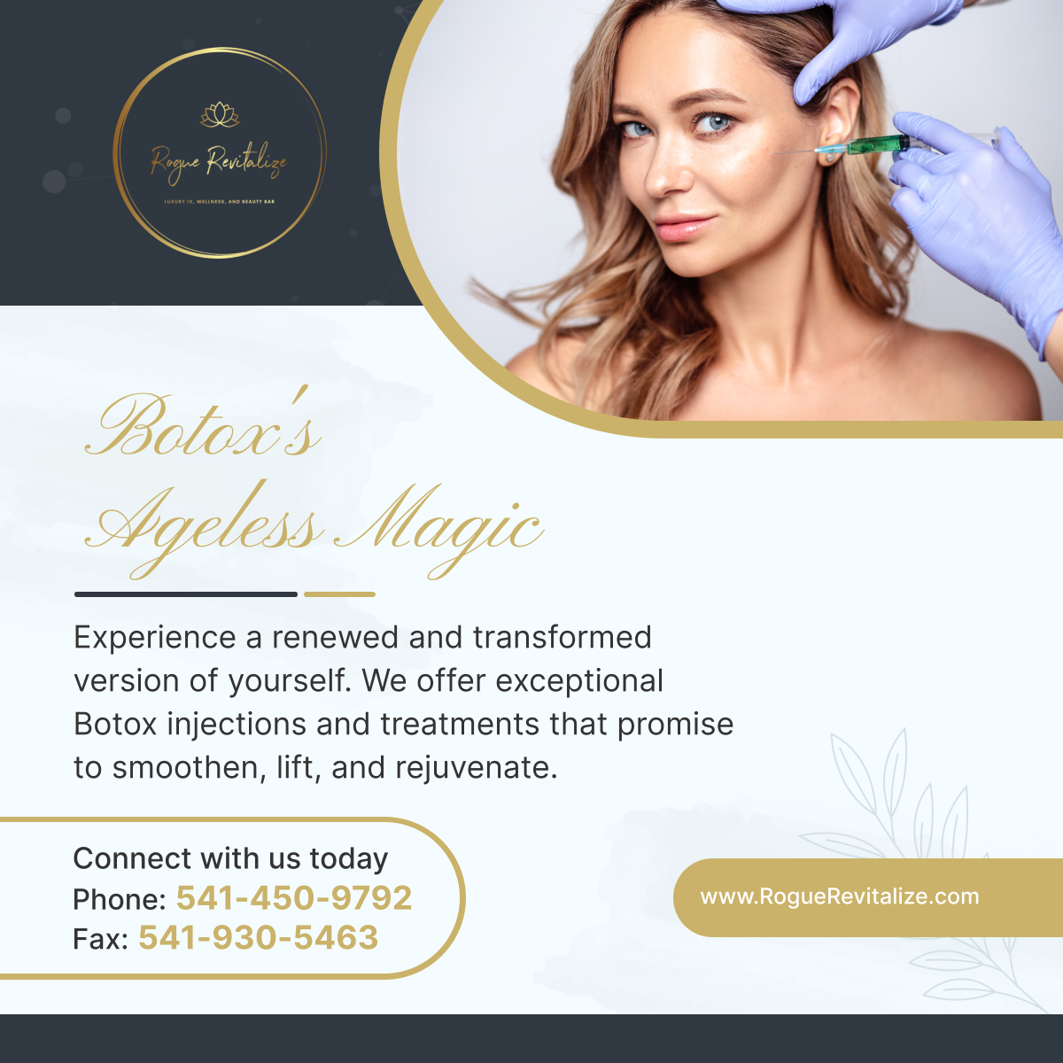RogueRevitalize's tweet photo. Say goodbye to age lines and welcome your new, youthful appearance! Ready to transform into a new you? Rogue Revitalize Luxury IV, Wellness, and Beauty Bar is here!

#BotoxTreatments #MedfordOR #BeautyAndFitness https://t.co/mEYgzdILQw