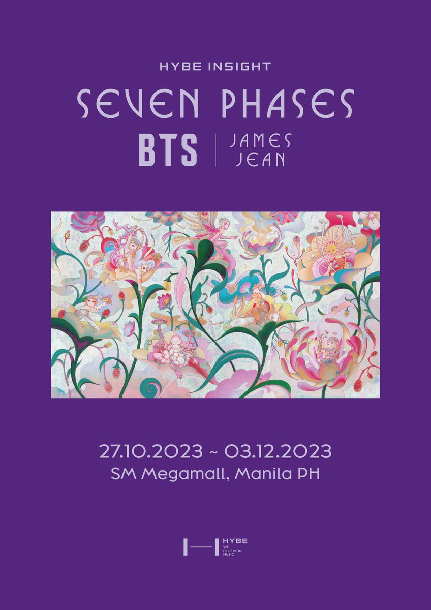 bts_bighit's tweet photo. [공지] BTS X JAMES JEAN: SEVEN PHASES Exhibition in Manila Ticketing Guide 
📢 https://t.co/85WFtGAWC5

📆 Oct 27 – Dec 3, 2023
📍 4th Floor, Bldg A, SM Megamall
🛖 Web: https://t.co/TAOfHGmiAN
🔗 Ticket: https://t.co/Z5wwavcT3x

#BTS #방탄소년단 #BTS_EXHIBITION_SevenPhases 
#BTS_EXHIBITION_MANILA #JamesJean #7Phases 
@JamesJeanArt