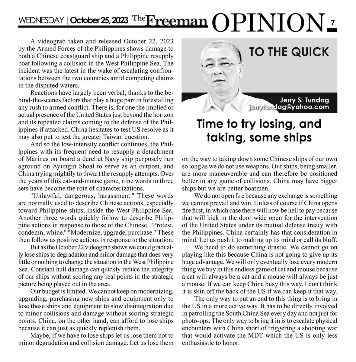 Time to try losing, and taking, some ships philstar.com/the-freeman/op…
#WestPhilippineSea #China #USA