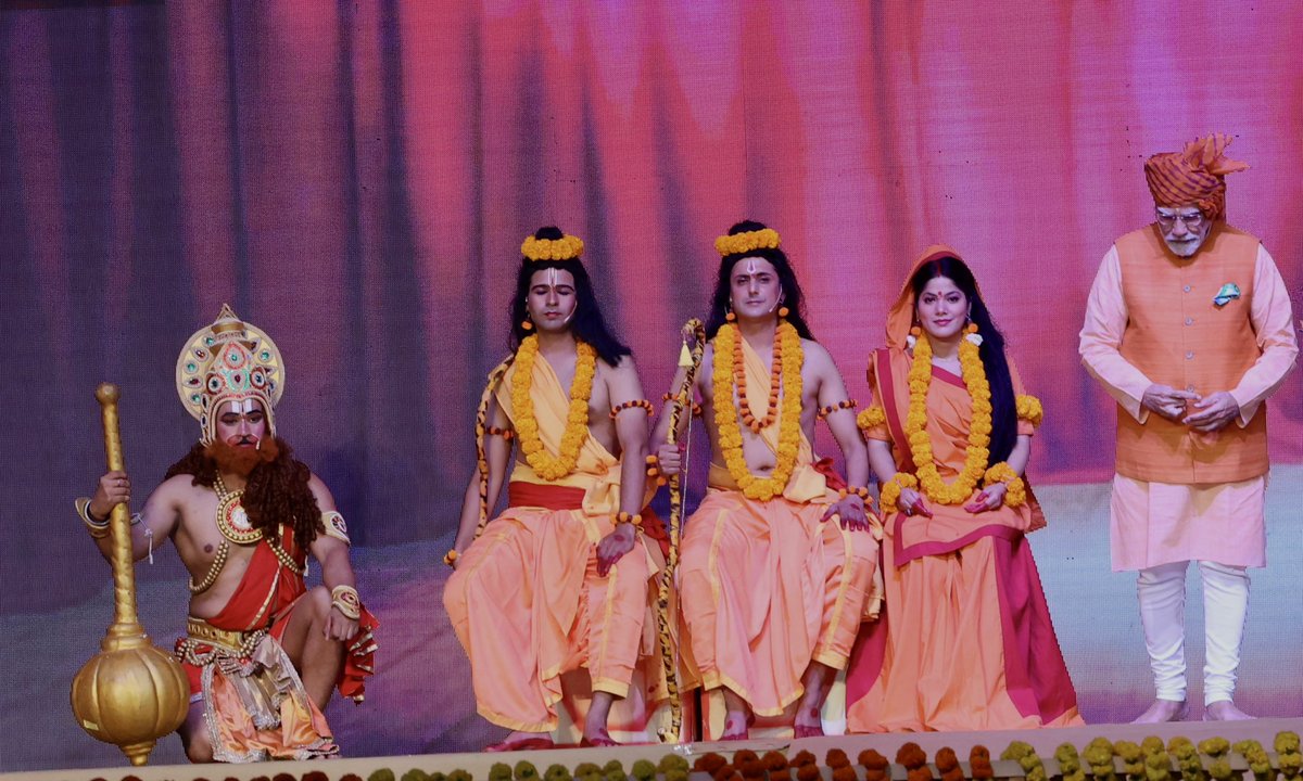 Prime Minister Narendra Modi during a programme on the occasion of ‘Dussehra’ at Ram Leela Ground Maidan, Dwarka, in New Delhi