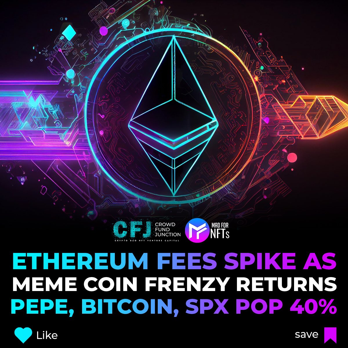 cfjcrypto's tweet image. Ethereum gas fees surge as meme coin mania makes a comeback! 🚀 PEPE, BITCOIN, SPX see a 40% surge! 📈 #CryptoFrenzy #EthereumFees #MemeCoins

Quick takes :

1. &quot;Bitcoin&apos;s quick ascent past $35,000 has reignited the risk-on sentiment among meme coin traders, who prioritize social…