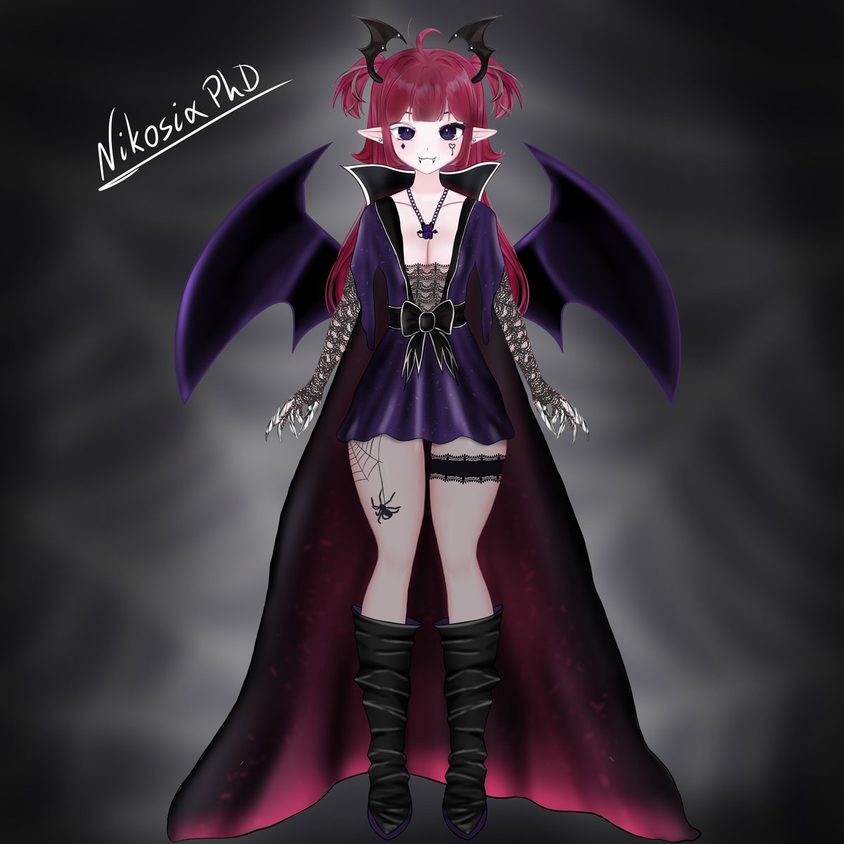 NikosiaPhD's tweet photo. 🦇 Quick draft of a halloween costume for Camila #spoopyimp https://t.co/klvGBo7wKT