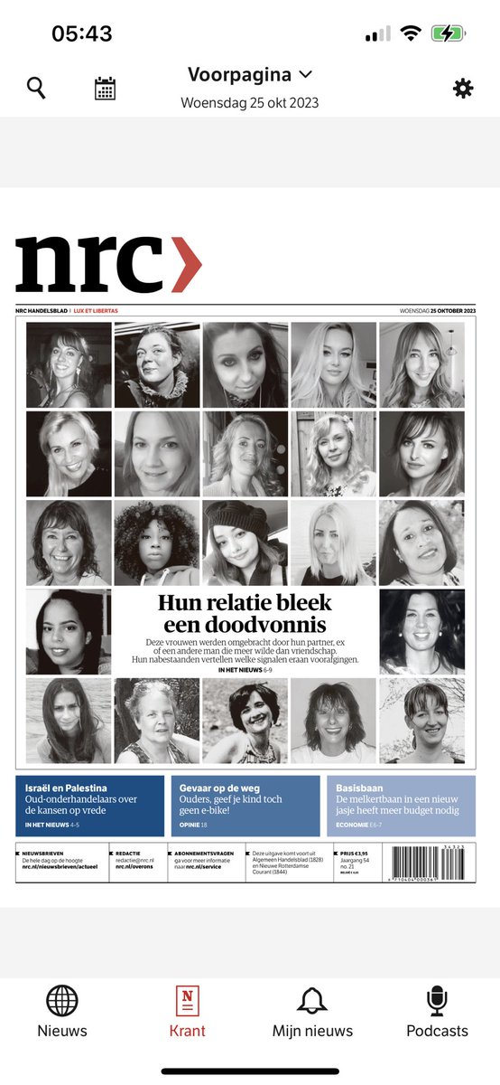 Fortimanz's tweet photo. Zo geef je femicide nog eens een gezicht. Goede productie van @nrc link: https://t.co/geEyfxktCE #voorpagina https://t.co/aCADsfUD09