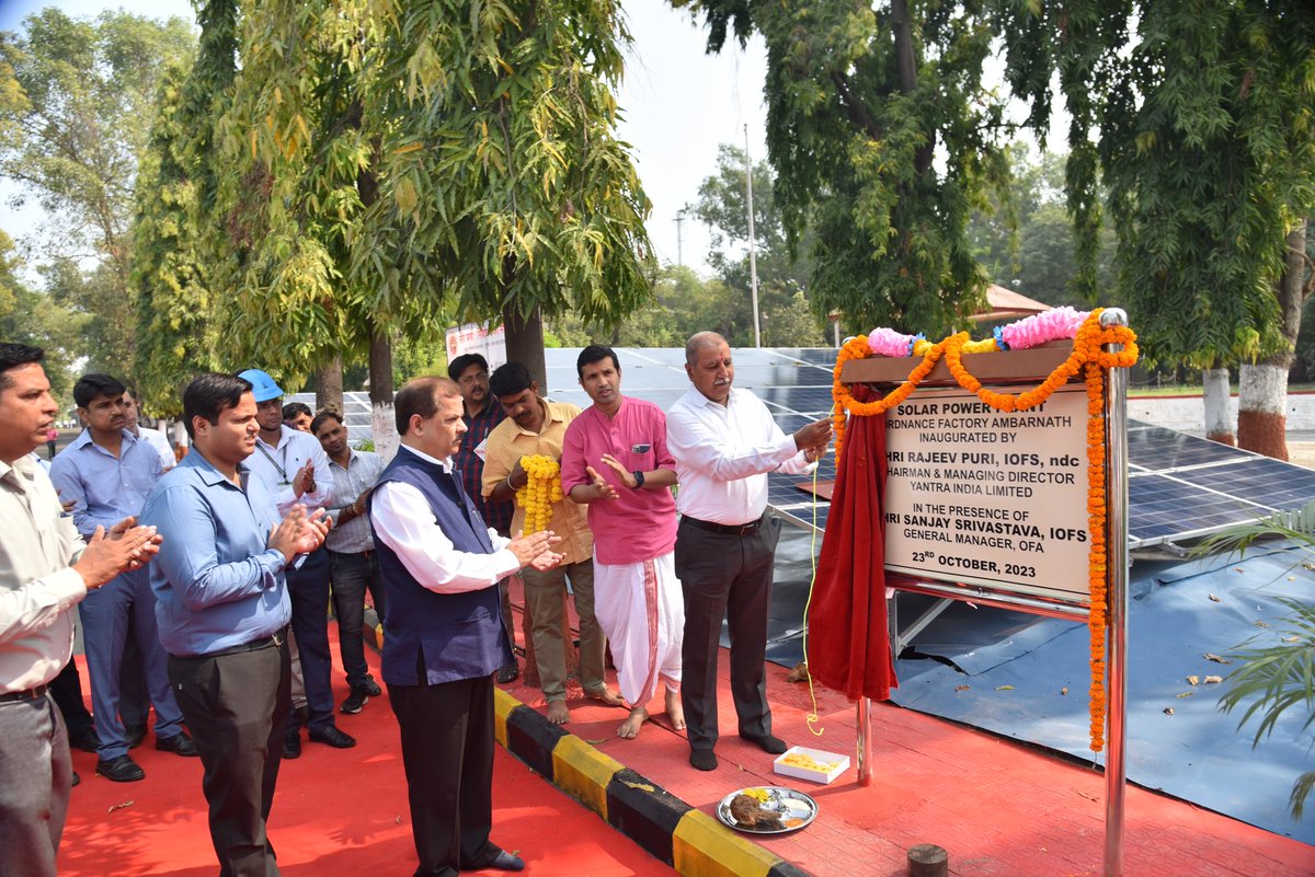 Shri. Rajeev Puri, CMD/YIL visited Ordnance Factory Ambarnath on 23.10.2023. He inaugurated a solar power plant installed at OFA and addressed the representatives of employees. He emphasised  higher productivity, modernisation and timely delivery of the defence stores.