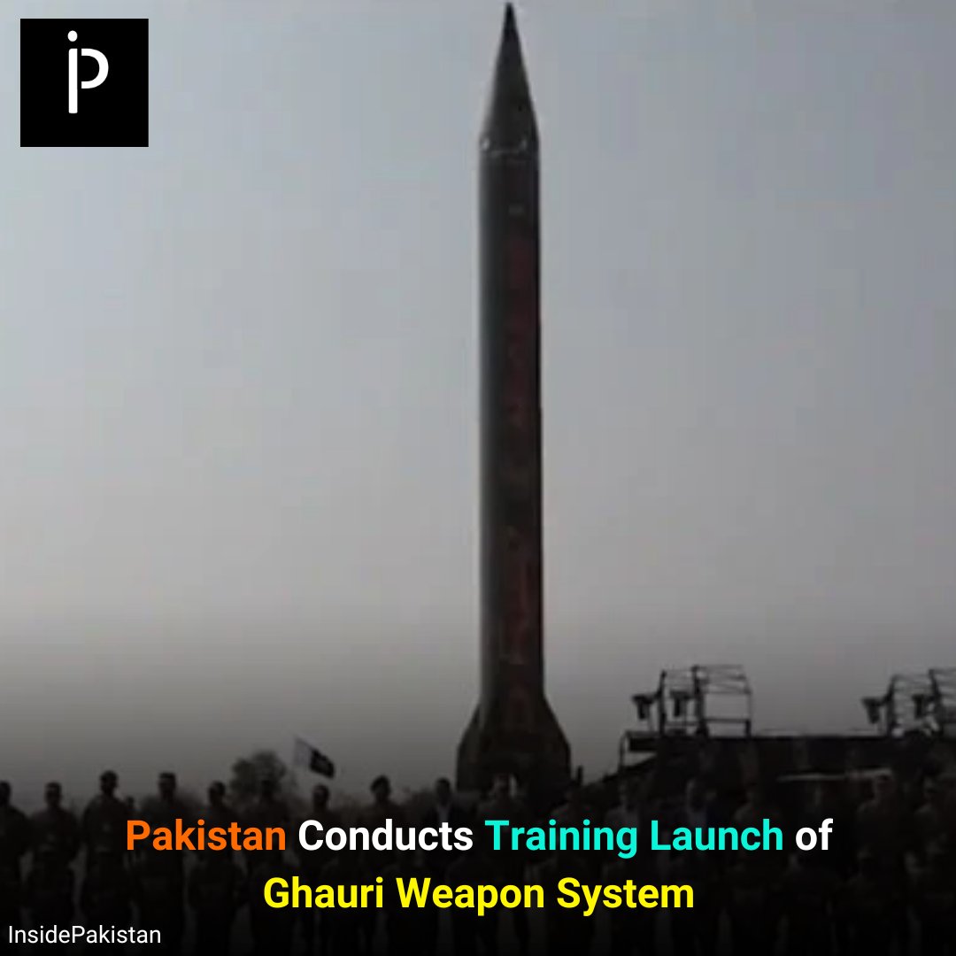 InsidePakistan6's tweet photo. #RAWALPINDI: Pakistan successfully conducted a training launch of the #Ghauri weapon system, aimed at testing the operational and technical readiness of #Army Strategic Forces Command, on Tuesday.
#InsidePakistan #Pakistantan https://t.co/khH24pDOP8