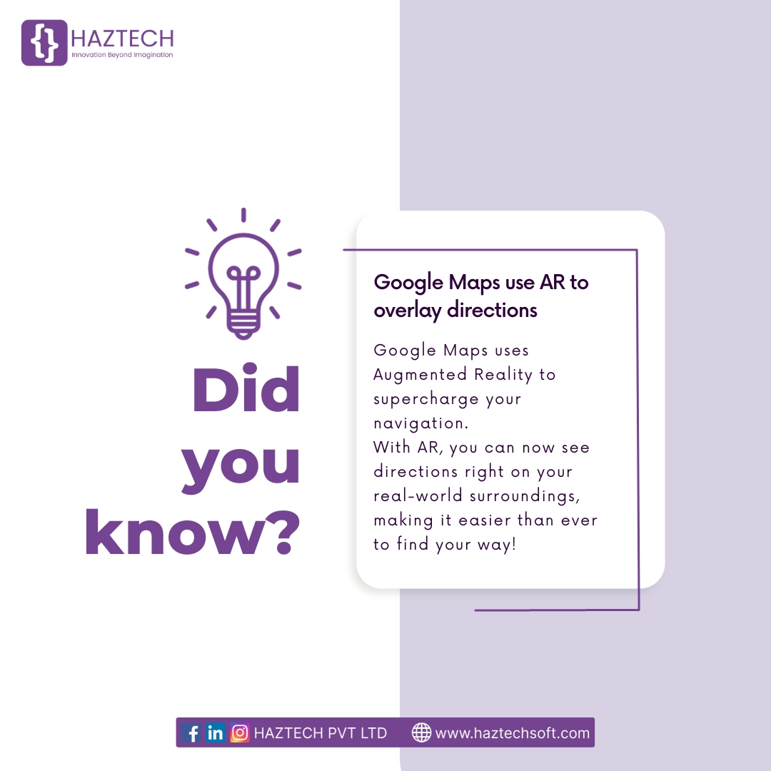 Haztechsoft's tweet photo. 🌟 Did you know? 
Google Maps uses Augmented Reality to supercharge your navigation, turning your surroundings into your map! 🗺️📱 Navigate with ease and never get lost again! 🌍🔍

#TechWonders #GoogleMaps #ARNavigation #DidYouKnow #Haztech https://t.co/sdJr0GrX97